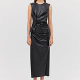 BLACK LEATHERETTE CARESS SKIRT
