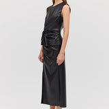 BLACK LEATHERETTE ILLUSION TOP