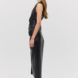 BLACK LEATHERETTE CARESS SKIRT