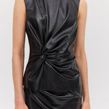 BLACK LEATHERETTE ILLUSION TOP