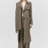 CLAY CHECK WOOL VEIL TRENCH