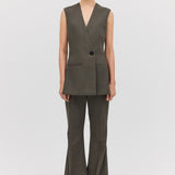 LIQUORICE WOOL ELLIPSIS VEST