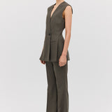 LIQUORICE WOOL ELLIPSIS VEST