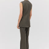 LIQUORICE WOOL ELLIPSIS VEST