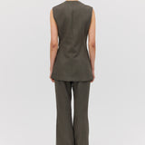 LIQUORICE WOOL ELLIPSIS VEST