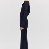 NAVY SATIN CREPE AMITY SKIRT