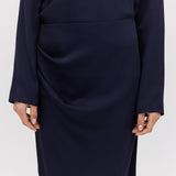 NAVY SATIN CREPE AMITY SKIRT