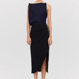 NAVY SATIN CREPE ROMA TOP