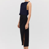 NAVY SATIN CREPE ROMA TOP