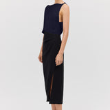 NAVY SATIN CREPE ROMA TOP