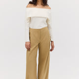 CREAM WOOL JERSEY BIJOU TOP