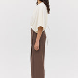 CREAM WOOL JERSEY ENVELOP TOP