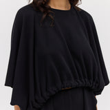 BLACK WOOL JERSEY ENVELOP TOP
