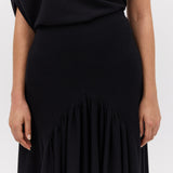 BLACK WOOL JERSEY BRACE SKIRT