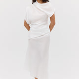 WHITE COTTON CLINCH SKIRT