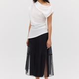 BLACK ORGANZA CURVATURE SKIRT