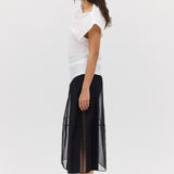 BLACK ORGANZA CURVATURE SKIRT
