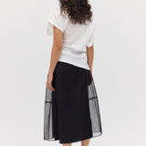 BLACK ORGANZA CURVATURE SKIRT