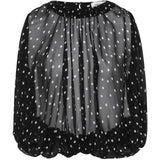 BLACK POLKA DOT SILK EMERGE TOP