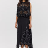 BLACK POLKA DOT SILK EMERGE TOP
