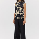 BLACK BLOOM CREPE YANG TOP