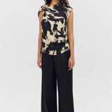 BLACK BLOOM CREPE YANG TOP