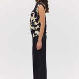 BLACK BLOOM CREPE YANG TOP