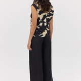 BLACK BLOOM CREPE YANG TOP