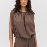 MUSHROOM CHIFFON EMERGE TOP