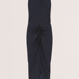 NAVY SATIN CREPE MAJORCA DRESS