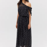 BLACK POLKA DOT SILK EMERGE DRESS