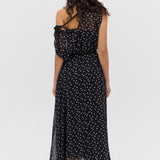 BLACK POLKA DOT SILK EMERGE DRESS