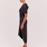BLACK LEATHERETTE BELLINI DRESS