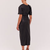 BLACK LEATHERETTE BELLINI DRESS