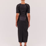 BLACK LEATHERETTE BELLINI DRESS