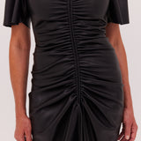 BLACK LEATHERETTE BELLINI DRESS