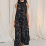 BLACK POLKA DOT SILK EMERGE DRESS