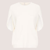 IVORY CREPE CRAWFORD TOP