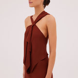 CINNAMON CREPE CONVERGING GOWN