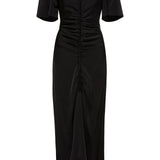 BLACK SATIN BELLINI DRESS