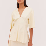 LEMON LEATHERETTE STEPHANIE TOP