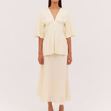 LEMON LEATHERETTE STEPHANIE TOP