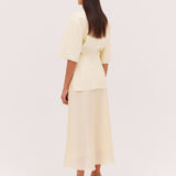 LEMON LEATHERETTE STEPHANIE TOP
