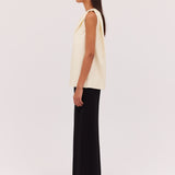 LEMON LEATHERETTE ANTONIA TOP
