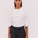 WHITE NYLON SATIN TEMPLATE T-SHIRT