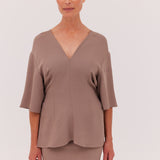 TAUPE SUITING STEPHANIE TOP