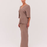 TAUPE SUITING STEPHANIE TOP