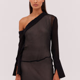 BLACK YORYU GEORGETTE SAVOIR DRESS