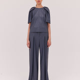 SLATE LEATHERETTE HEPBURN PANT