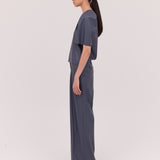 SLATE LEATHERETTE HEPBURN PANT